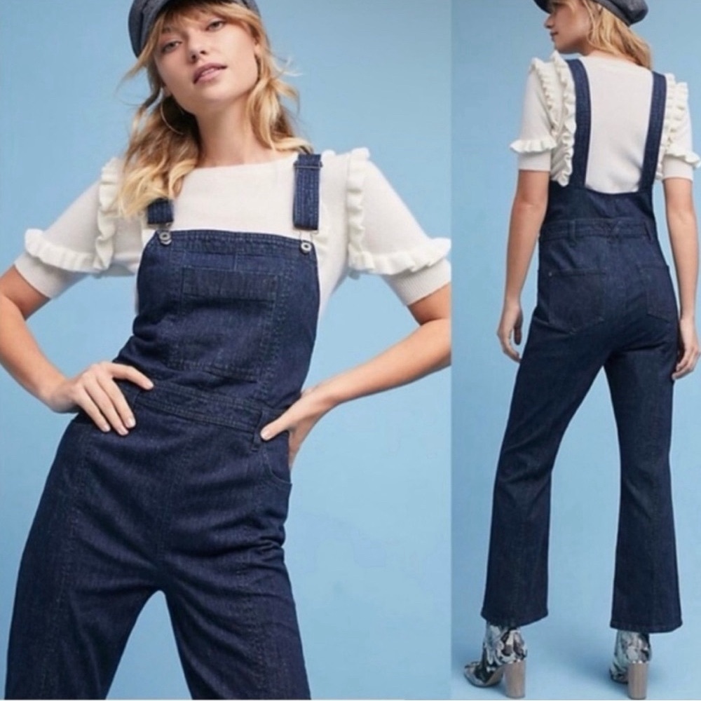 Anthropologie Dark Indigo Denim Overalls - Picture 2 of 16